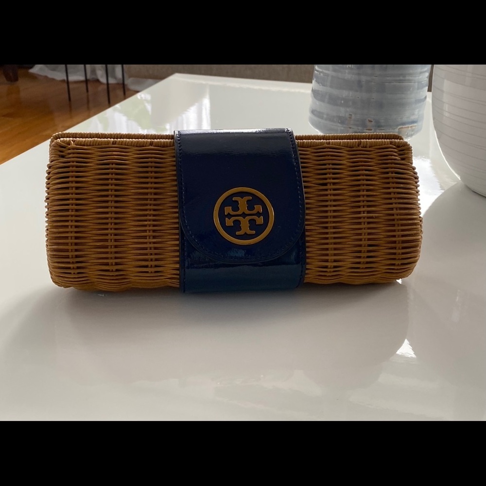 Tory Burch rattan clutch